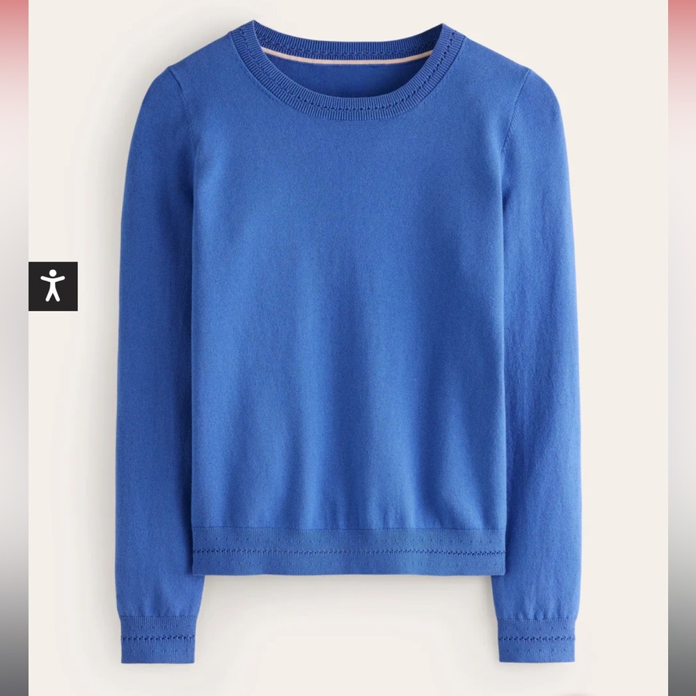 Boden Blue Catriona Cotton Crew Sweater